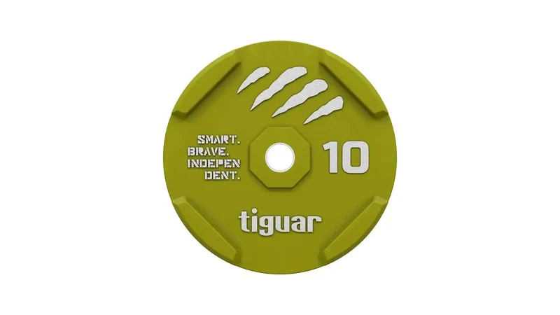tiguar Rubber Bumper Plate 10 kg – Olympische Gewichtsscheibe mit 50 mm Stahlkern