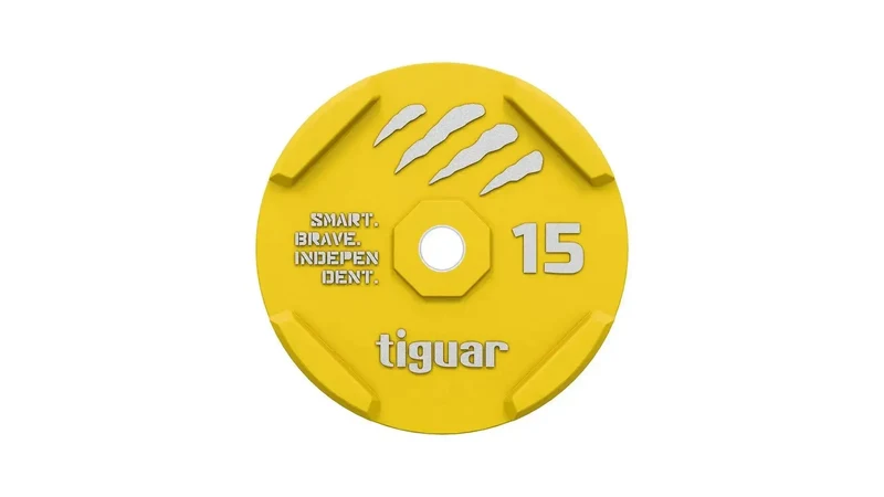 tiguar Rubber Bumper Plate 15 kg – Olympische Gewichtsscheibe mit 50 mm Stahlkern